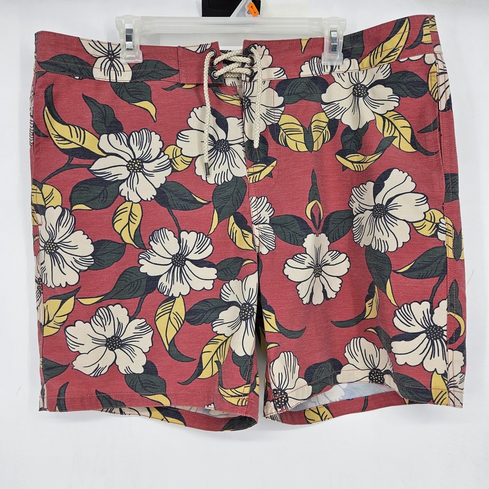 Faherty Board Shorts Mens Sz 38 Floral Swim Trunks Drawstring Summer Beach‎